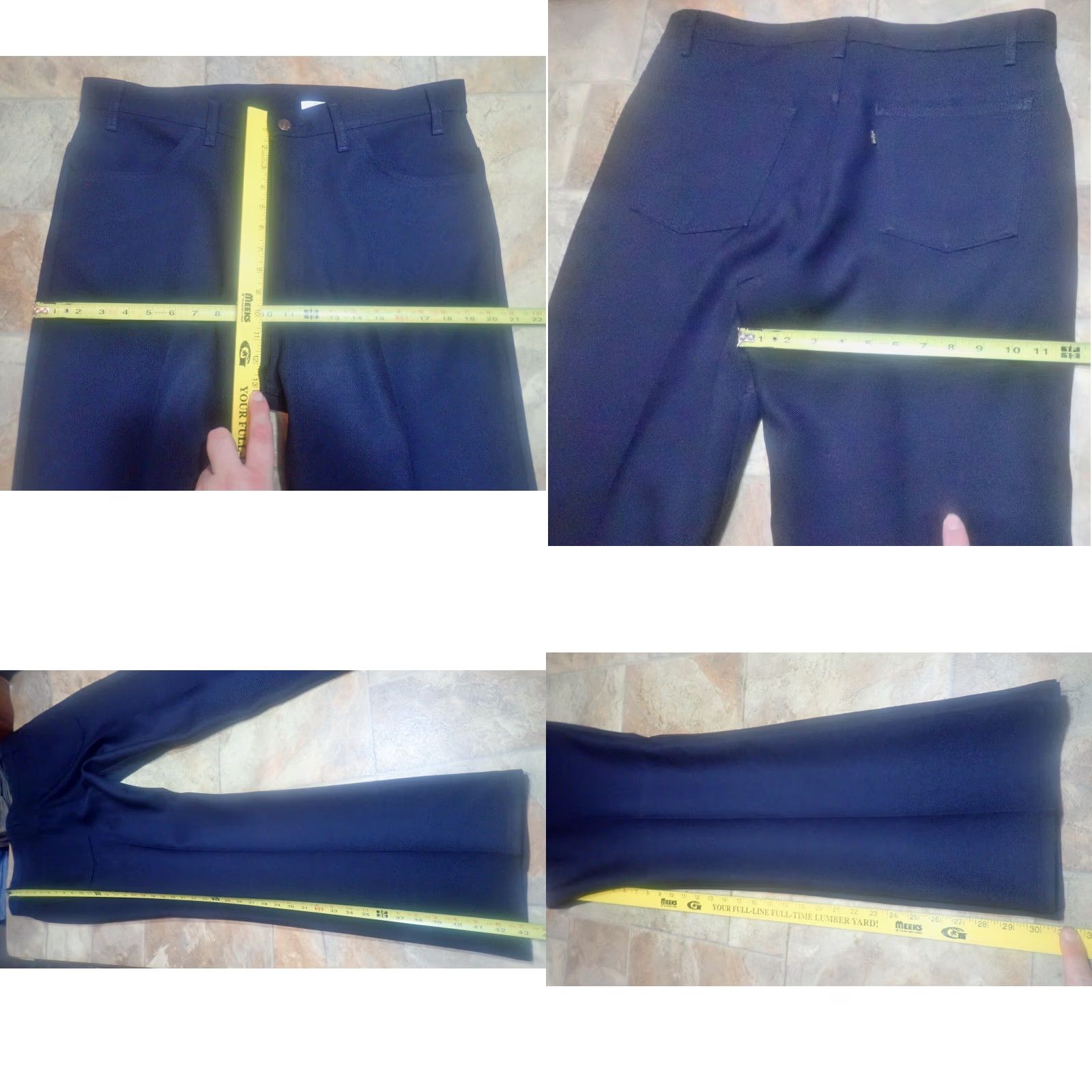 Levi's VINTAGE Levi's 517 Navy Polyester Twill Dress Jeans Pants 38x32 USA Levi's 517 Bootcut Regular Navy Mens 90s Size US 38 / EU 54 - 8 Thumbnail