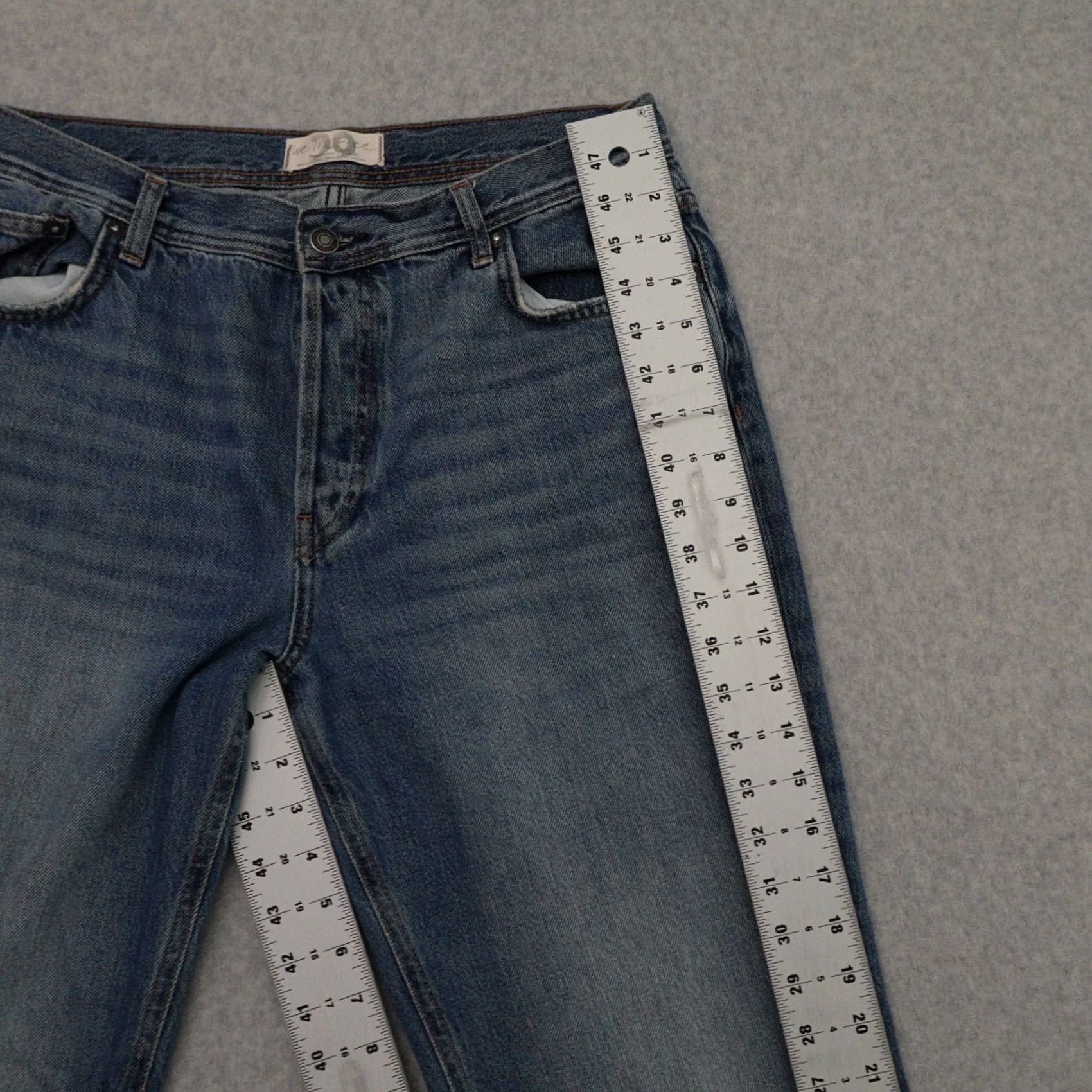 Vintage We The Free Womens Jeans 29 (29X27) Wide-Leg Baggy Fray Hem Blue Stripe Size 29" - 5 Thumbnail