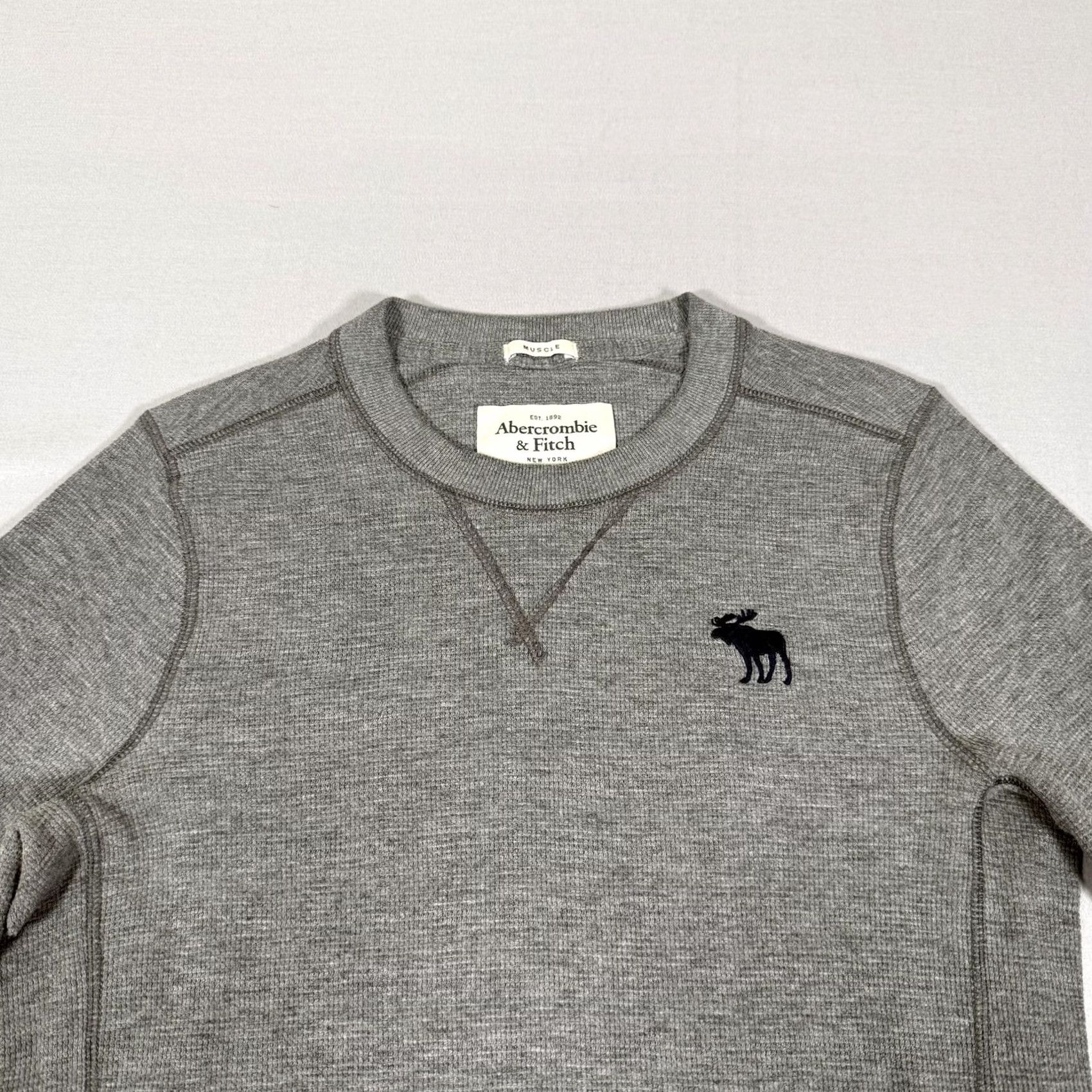 Abercrombie & Fitch Abercrombie & Fitch Shirt Men M Gray Waffle Knit Thermal Slim Fit Crew Neck Embroidered Logo Classic Casual Size US M / EU 48-50 / 2 - 2 Thumbnail