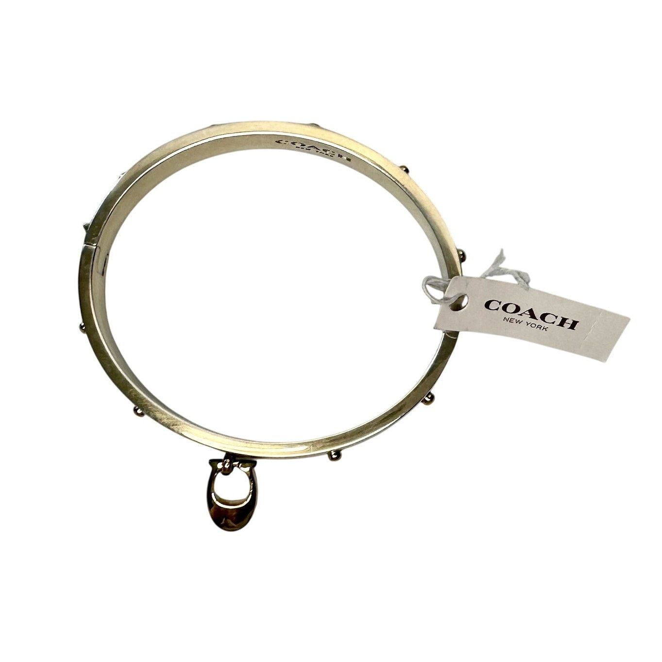 Coach Coach Enamel Riveted Signature C Hinge Bangle Bracelet Teal Size ONE SIZE - 5 Thumbnail