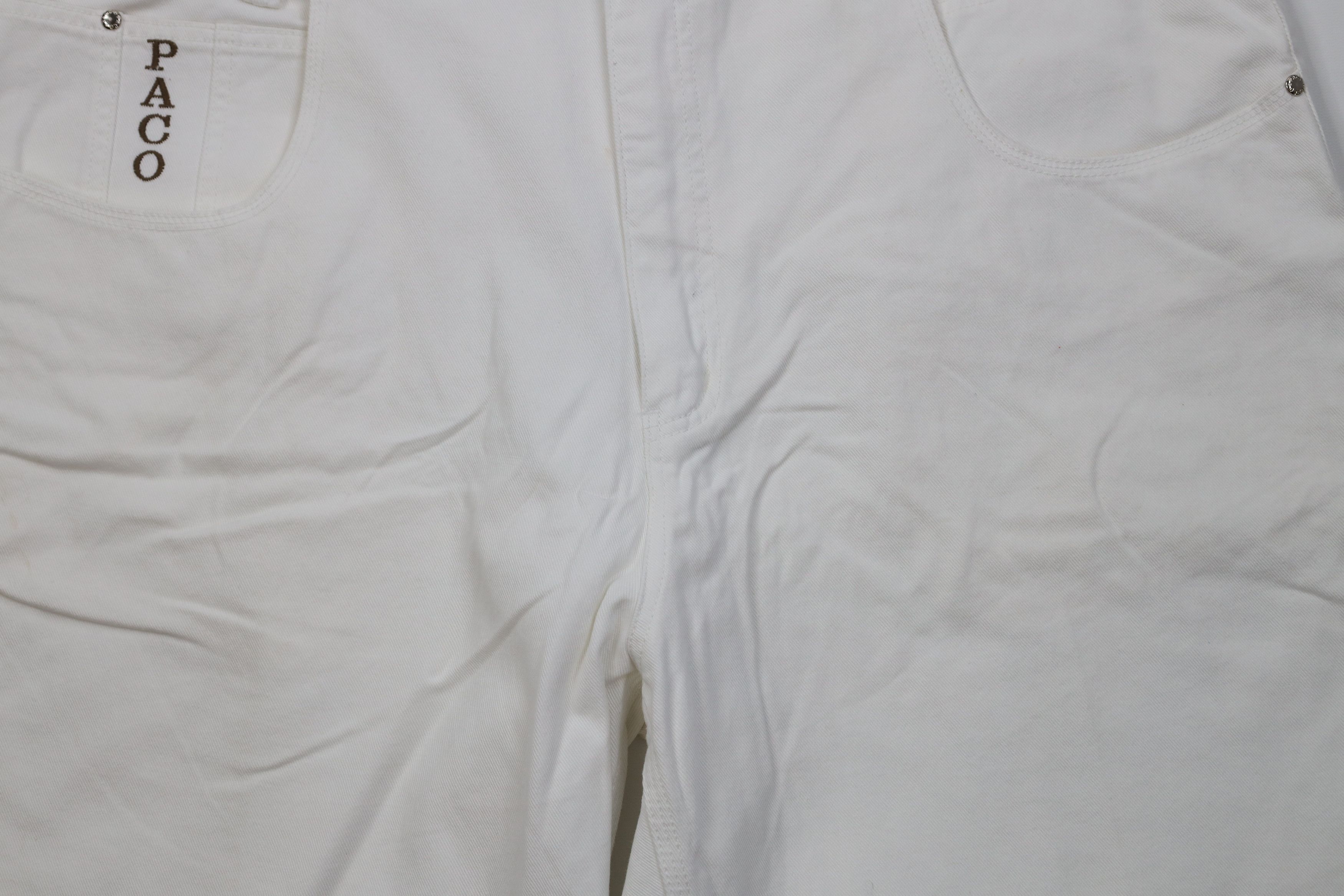 Vintage Deadstock Vintage 90s Paco Denim Jean Shorts White Cotton Size US 44 / EU 60 - 3 Thumbnail