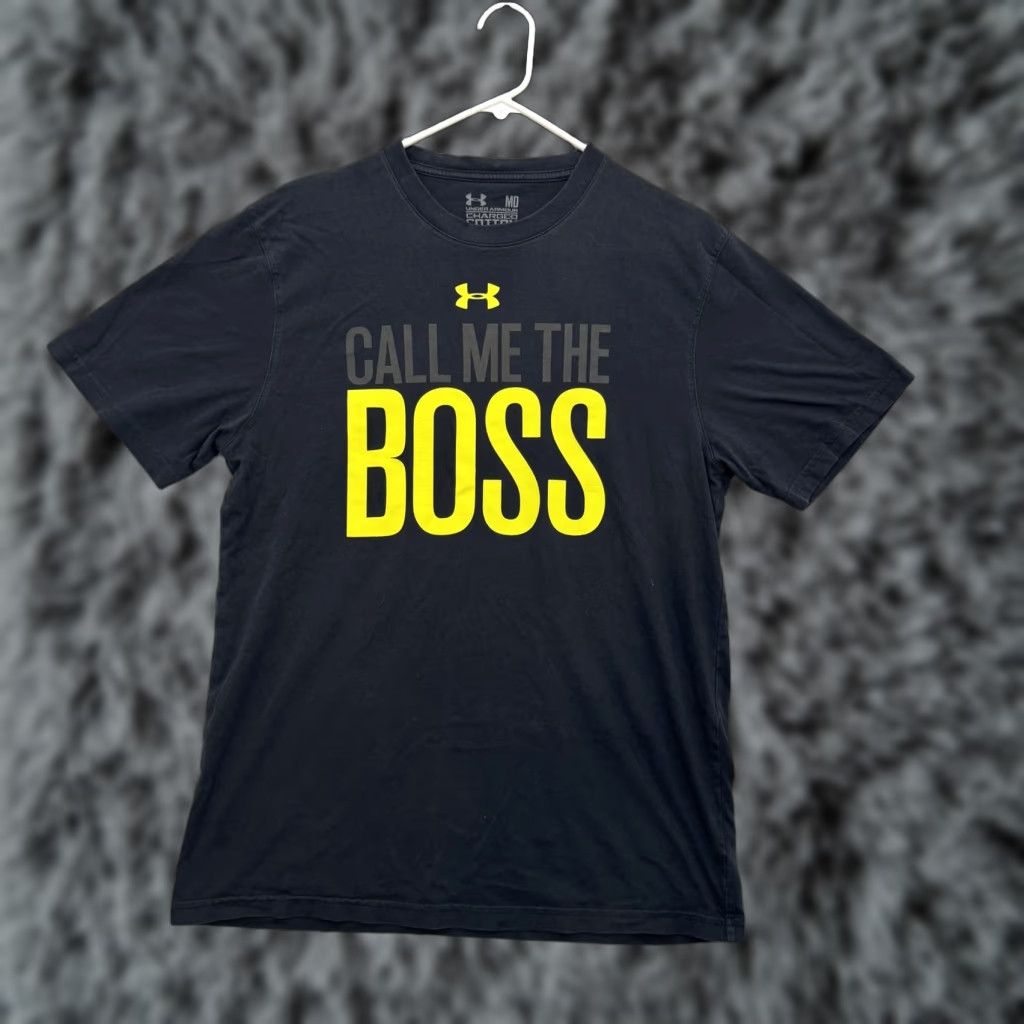 Under Armour Under Armour Shirt Mens Medium Black Call Me The Boss Graphic Tee T-Shirt Cotton Size US M / EU 48-50 / 2 - 1 Thumbnail