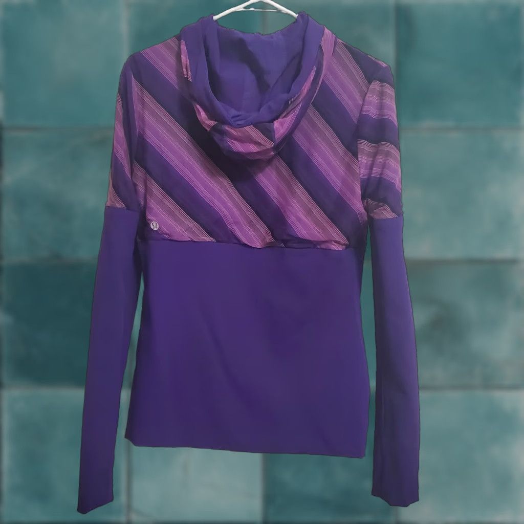 Lululemon Start It Up Jacket Women 8 Purple Razzle Dazzle Reversible Zip Hooded Jacket