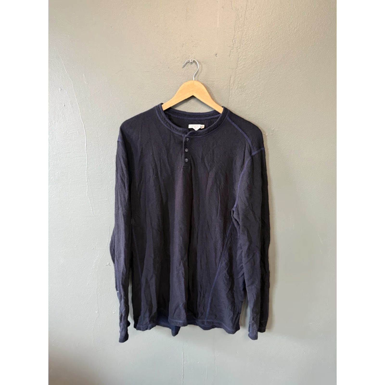 Carbon2Cobalt VINTAGE Carbon 2 Cobalt Mens Blue Long Sleeve Henley Shirt L Tall Size US L / EU 52-54 / 3 - 2 Thumbnail