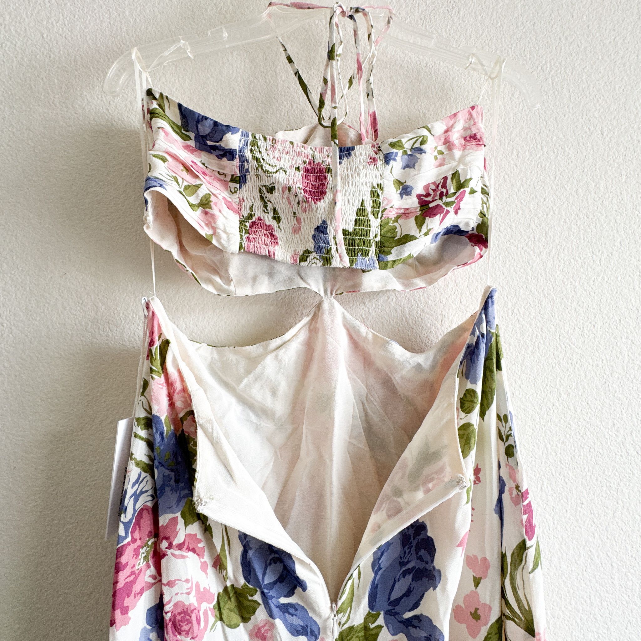 Reformation Reformation New Riya Floral Halter Cutout Midi Dress Donna Size L / US 10 / IT 46 - 7 Thumbnail