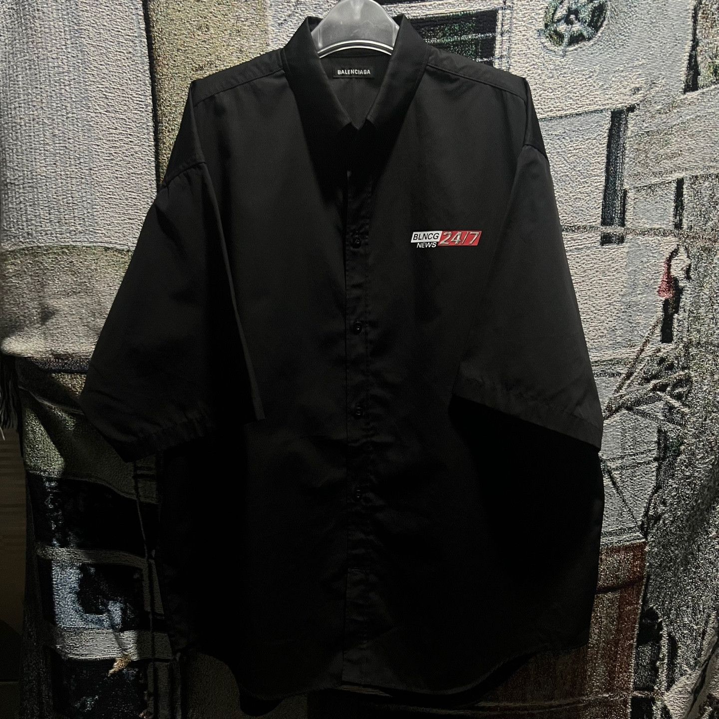 Balenciaga News Logo 24/7 Short Sleeve Shirt