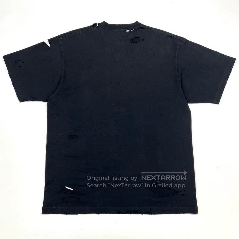 Balenciaga Balenciaga Black Destroyed Classic Letter Logo Distressed Size US XS / EU 42 / 0 - 2 Thumbnail
