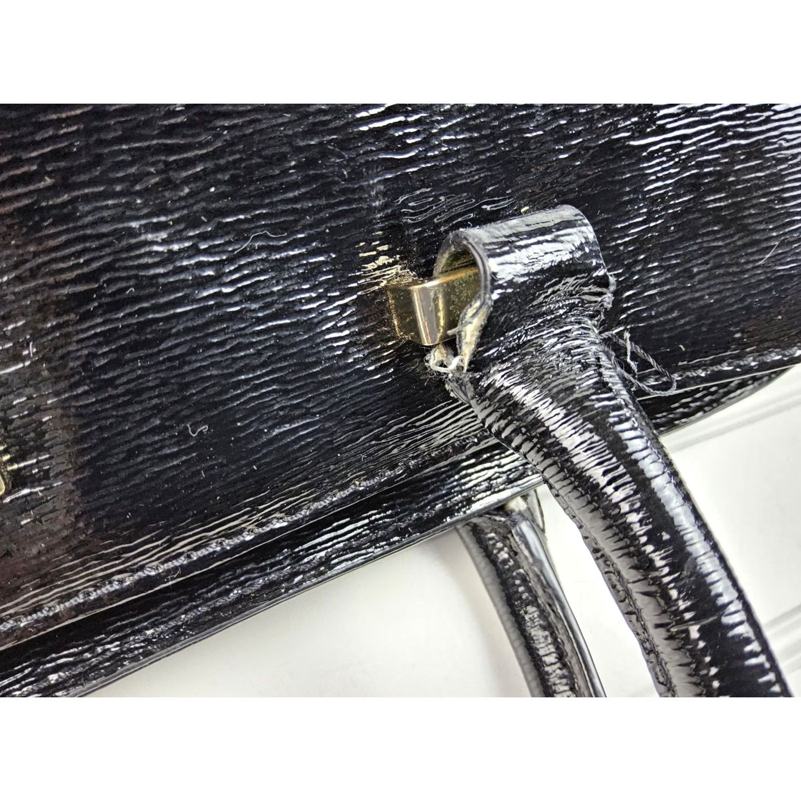 Vintage kate spade new york Patent Double Handle Satchel Shoulder Handbag Purse Women Black patent finish bag Size ONE SIZE - 7 Thumbnail