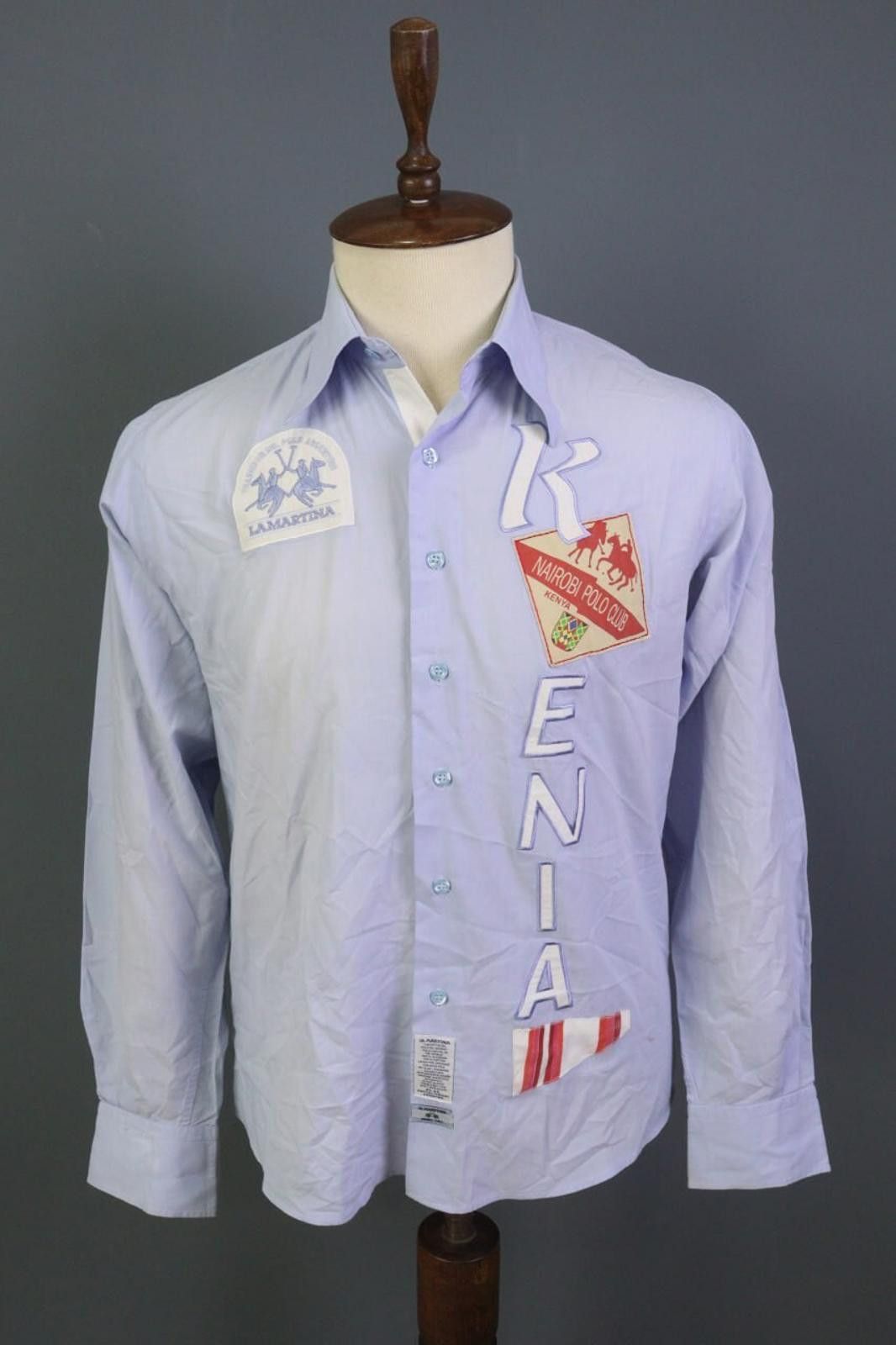 La Martina LA MARTINA Blue Cotton Collared Regular Fit Shirt Size L Size US L / EU 52-54 / 3 - 1 Thumbnail