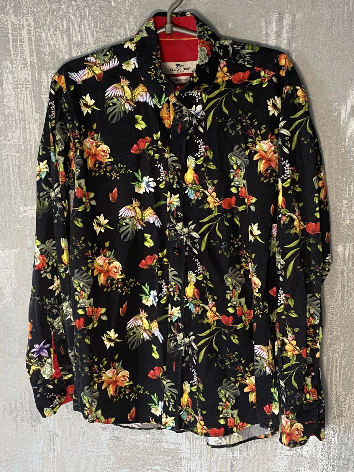 Designer Claudio Lugli Floral Bird Button Up Shirt Designer Luxury Size US L / EU 52-54 / 3 - 1 Thumbnail
