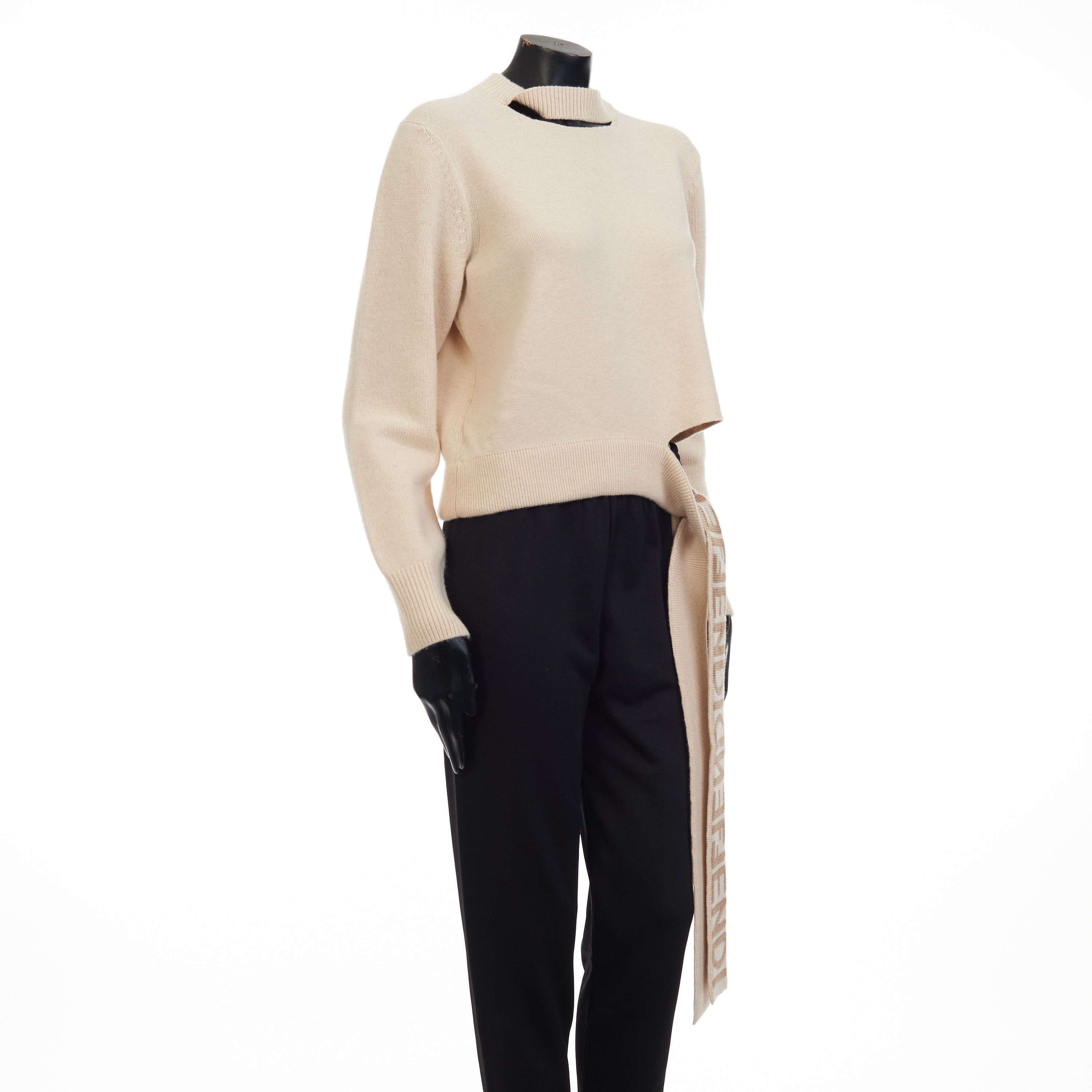 Fendi Beige Cashmere & Wool Sweater - Fendi Mirror Logo Motif Size M / US 6-8 / IT 42-44 - 8 Thumbnail
