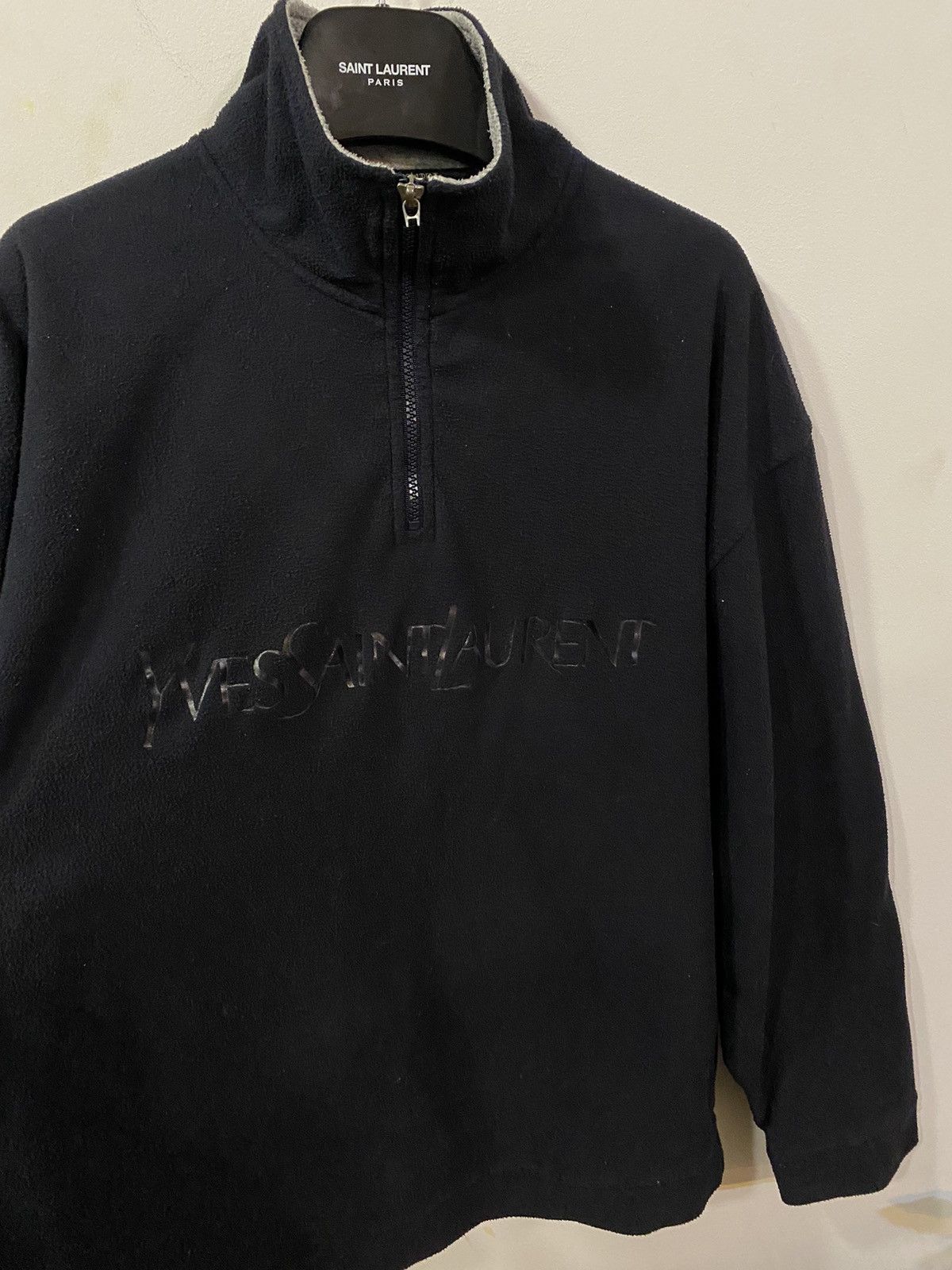 Yves Saint Laurent Fleece YSL Sweatshirt 1/4 Zip Big Logo YSL Sweater Polar Size US XL / EU 56 / 4 - 14 Thumbnail
