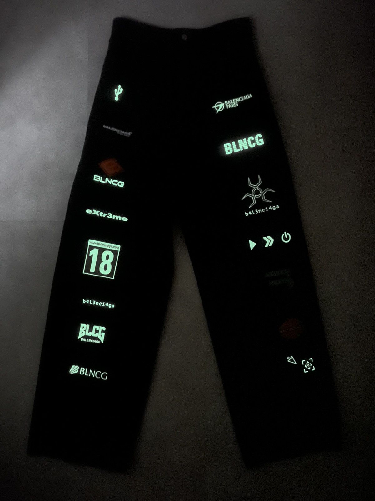 Balenciaga Balenciaga Gamer Glow in The Dark Wide Leg Jeans | Grailed