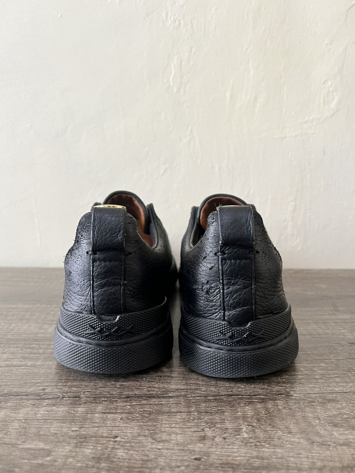 Ermenegildo Zegna ZEGNA TRIPLE STITCH BLACKOUT LOW-TOP SNEAKERS Size US 7.5 / EU 40-41 - 10 Thumbnail