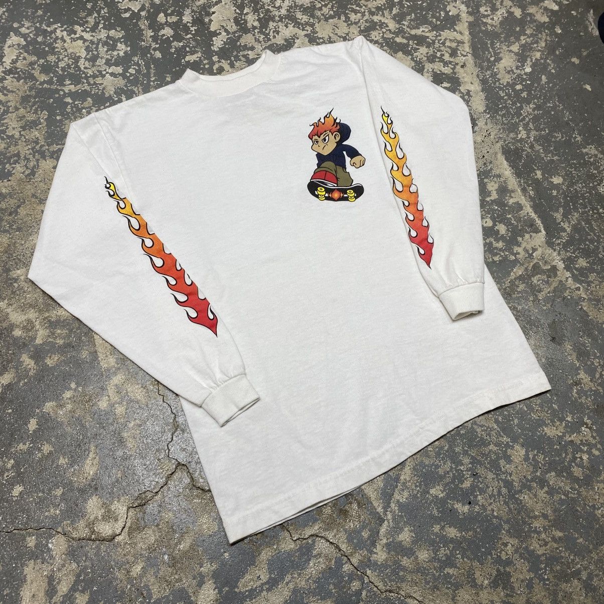 JNCO × Shorty's Skateboards × Vintage Vintage Skateboard Flameboy Flame Sleeve Long Sleeve Tshirt Size US S / EU 44-46 / 1 - 5 Thumbnail