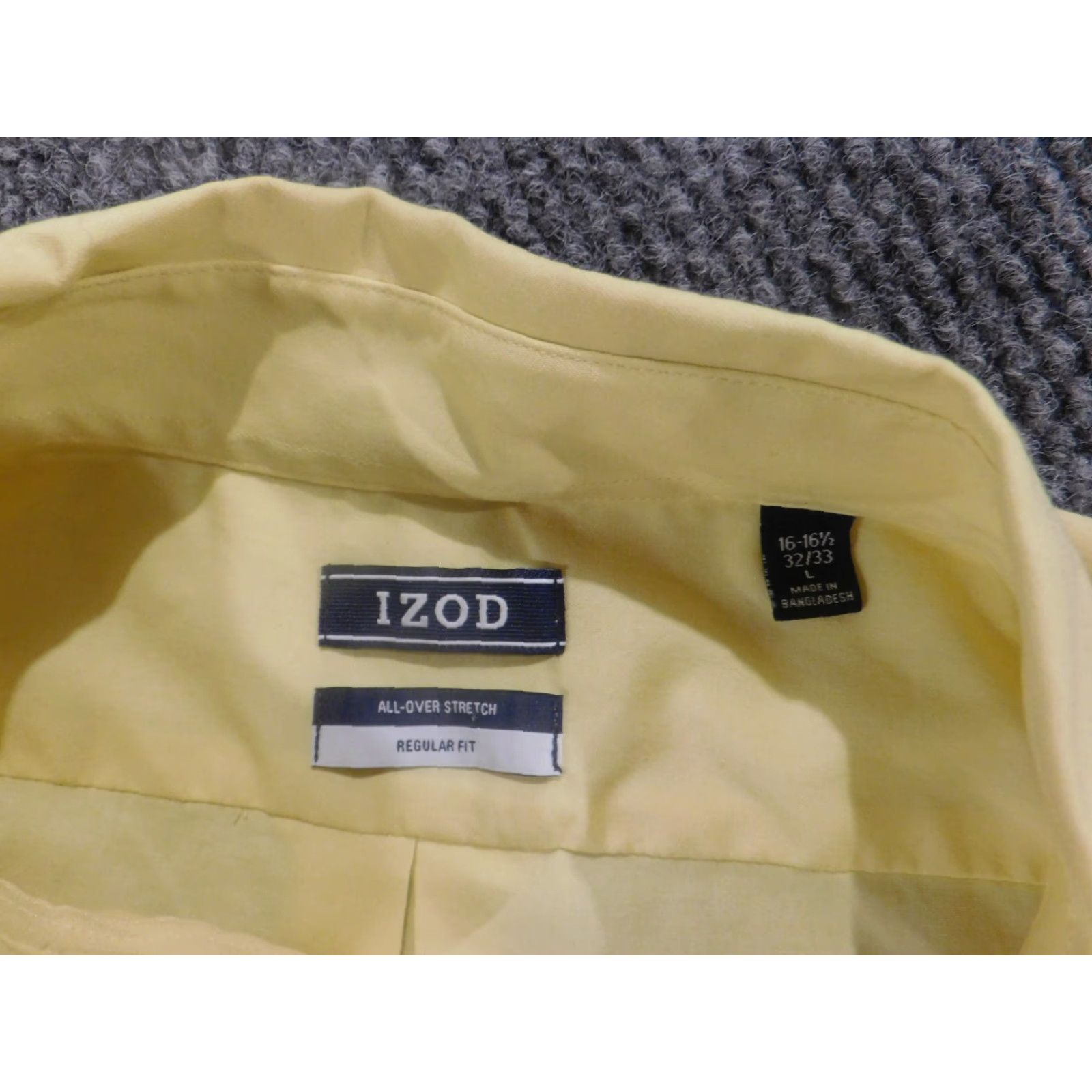 Izod IZOD Mens Button-Up Shirt Large Yellow Cotton Knit Stretch Regular Fit Long Sleeve Collared N/A Logo Vintage: No Mens Size US L / EU 52-54 / 3 - 5 Thumbnail