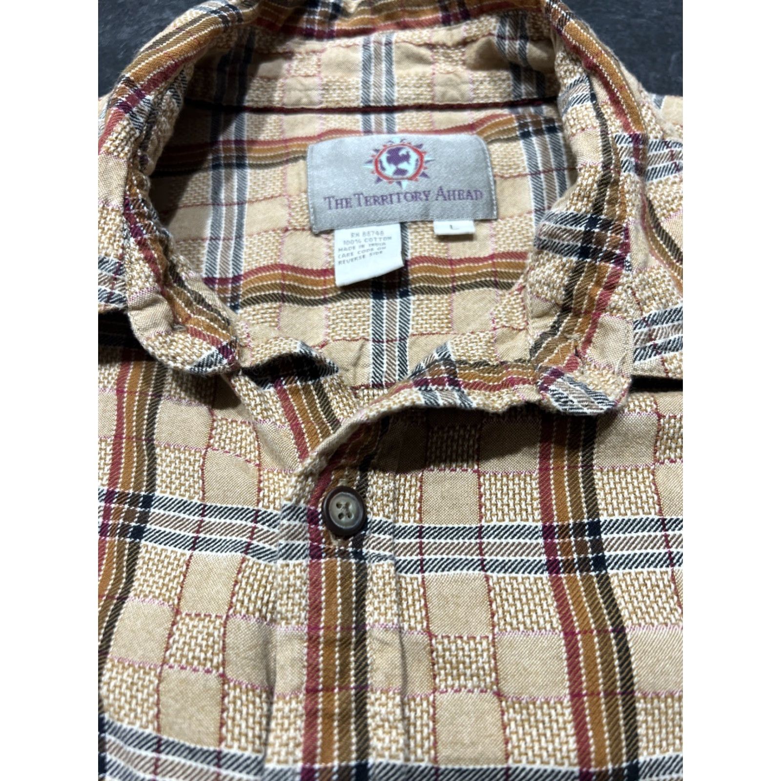 The Territory Ahead Territory Ahead Shirt Mens L Beige Long Sleeve Plaid Classic Preppy Size US L / EU 52-54 / 3 - 4 Thumbnail