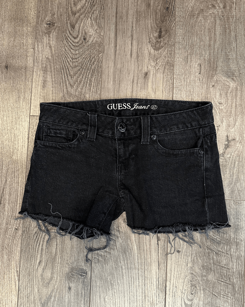 Guess Vintage Y2K Guess Women's Distressed Black Jean Shorts - 27 Size 27" / US 4 / IT 40 - 2 Thumbnail