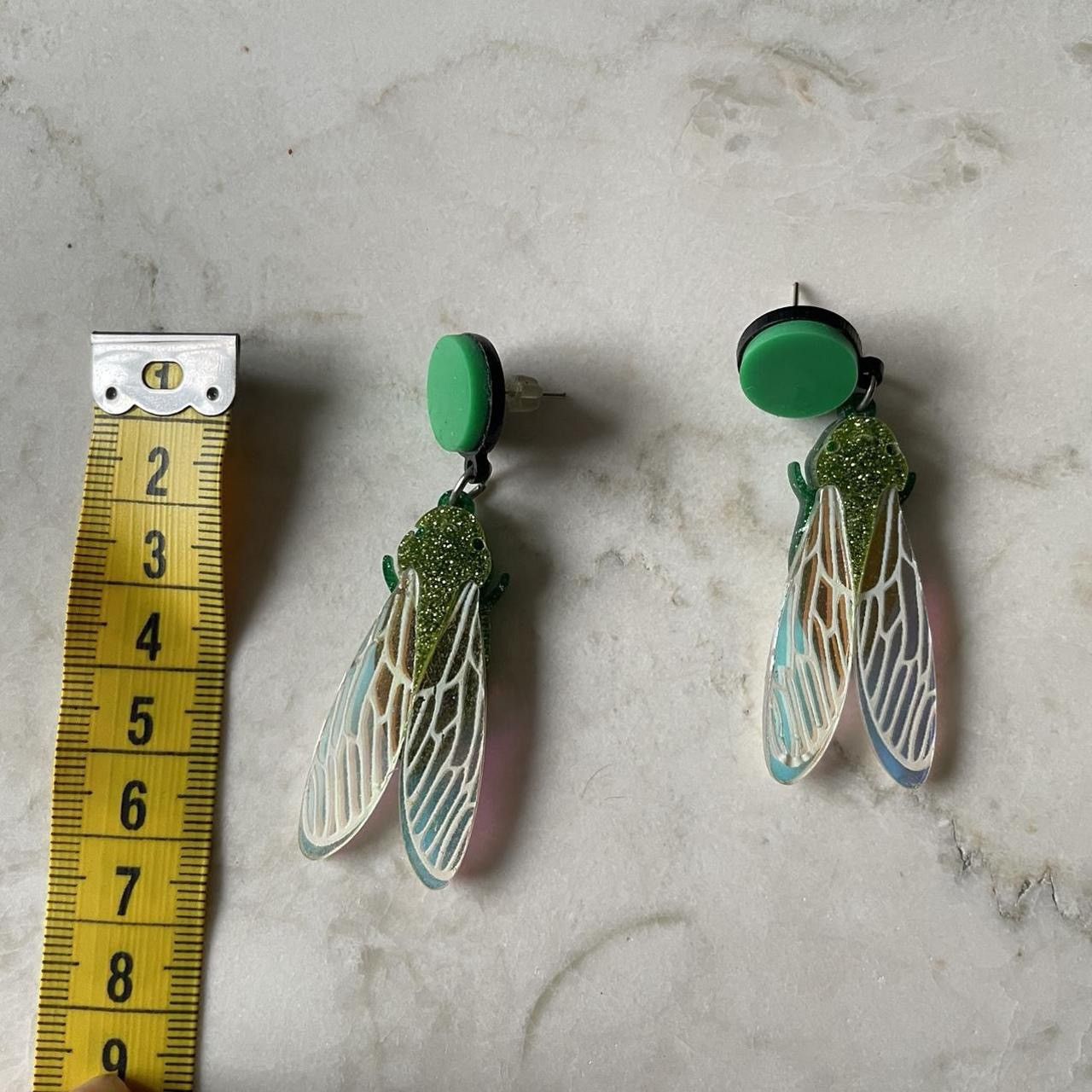 Vintage Vintage Green Fly Earrings Size ONE SIZE - 3 Thumbnail