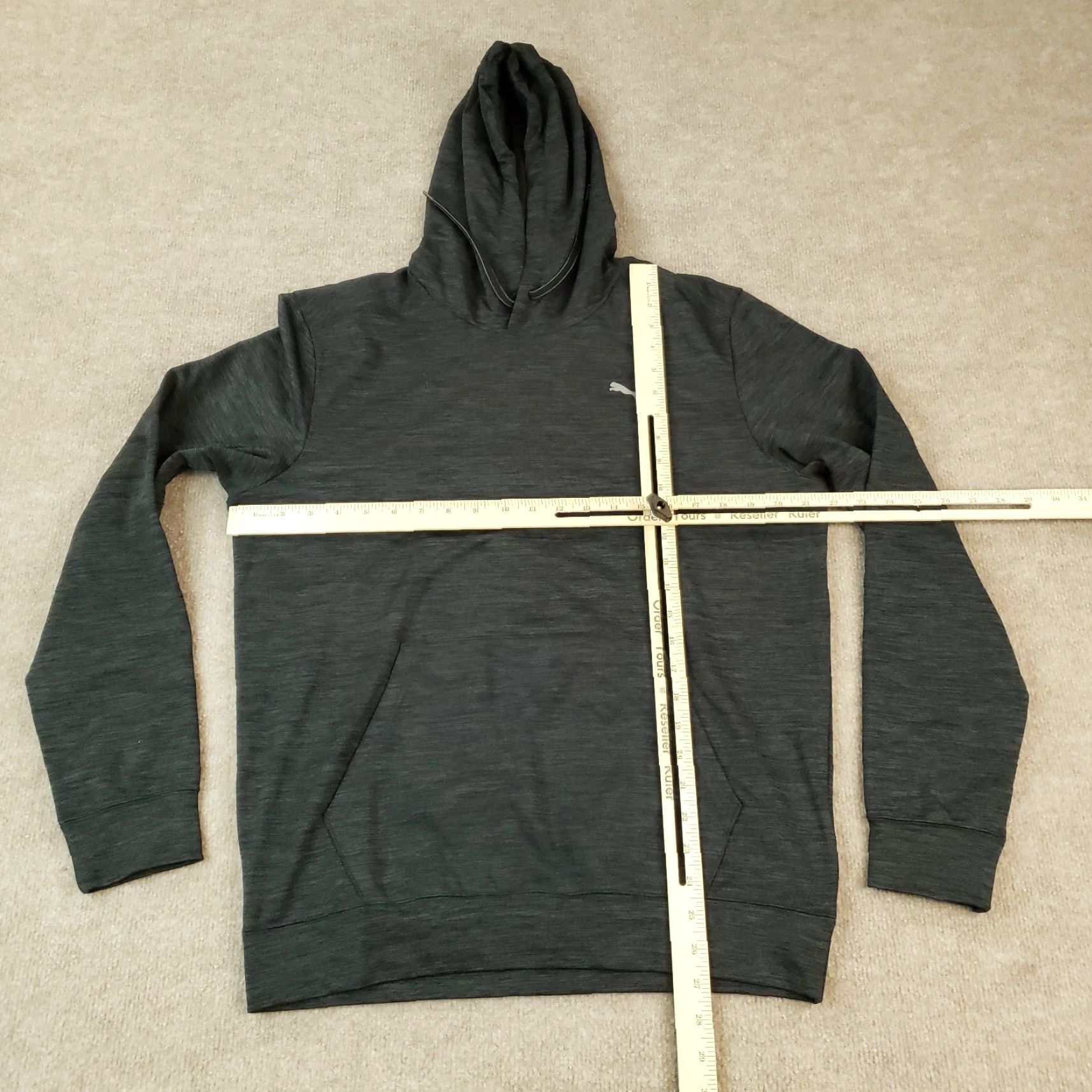 Puma PUMA Hoodie Mens M Gray Sweatshirt Long Sleeve Pockets Hooded Stretch Size US M / EU 48-50 / 2 - 2 Thumbnail