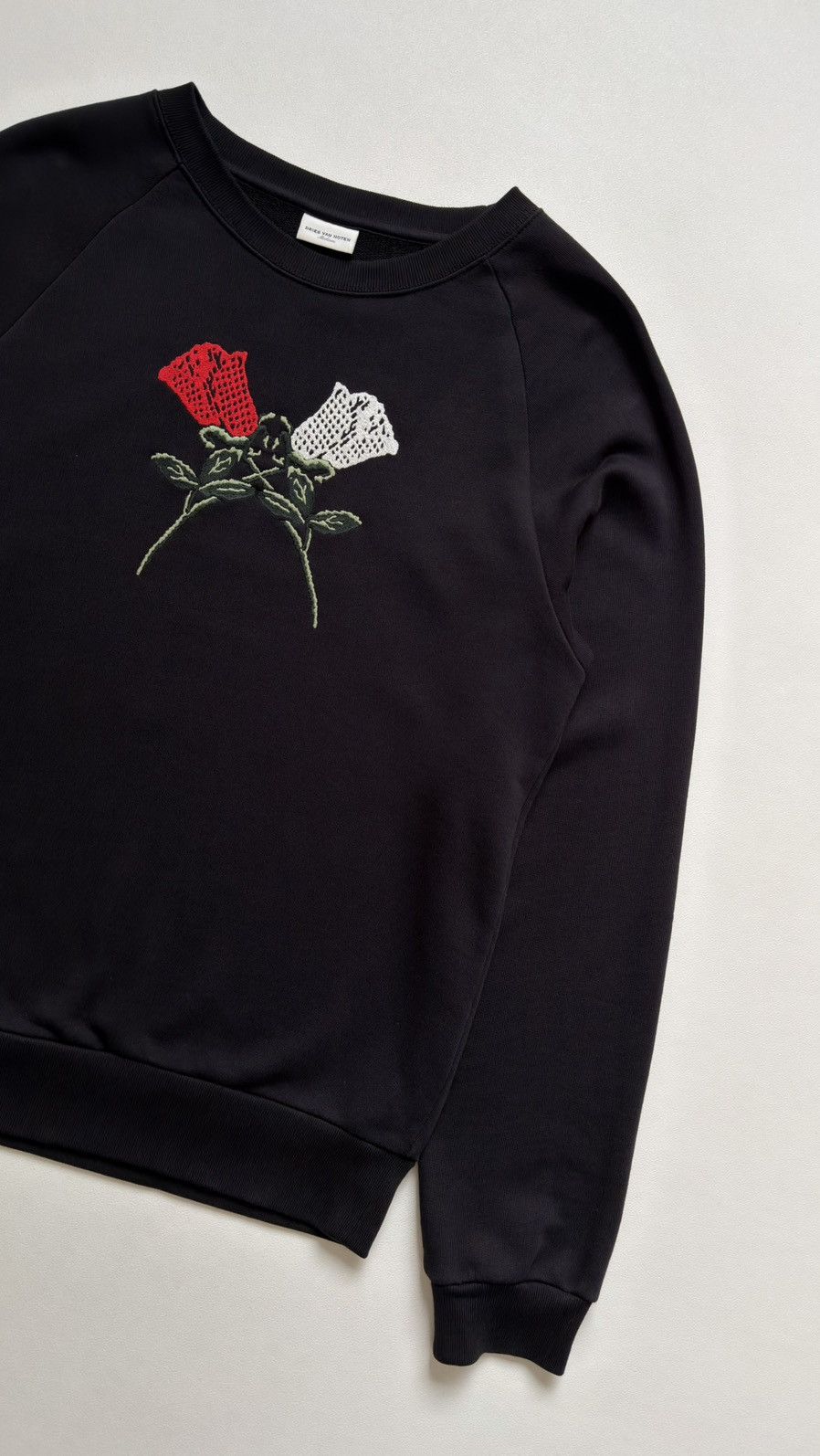 Dries Van Noten ‘Rose Embroidered’ Black Cotton Sweatshirt Size US M / EU 48-50 / 2 - 6 Thumbnail