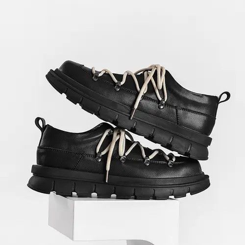 VIBE Men's Platform Leather Shoes, Rivet Detail Size US 8.5 / EU 41-42 - 6 Thumbnail
