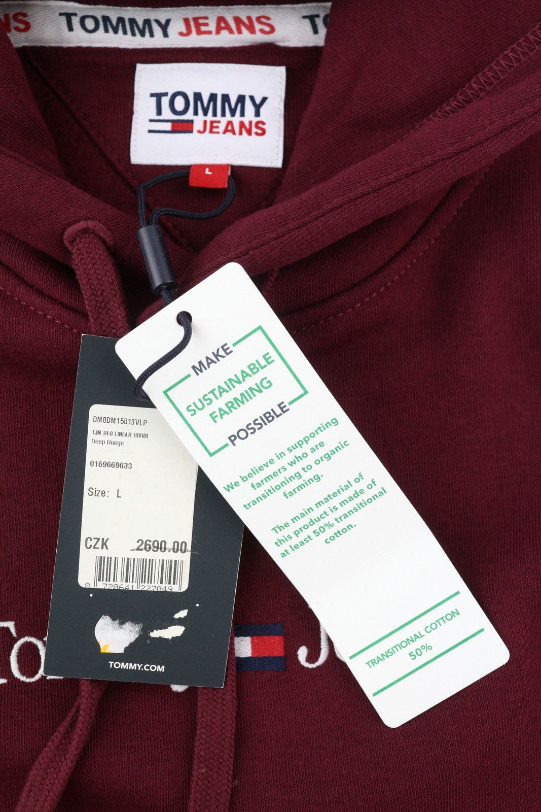 Tommy Hilfiger REQ LINEAR L Burgundy Kangaroo Pocket Pullover Top 85173 Size US L / EU 52-54 / 3 - 6 Thumbnail