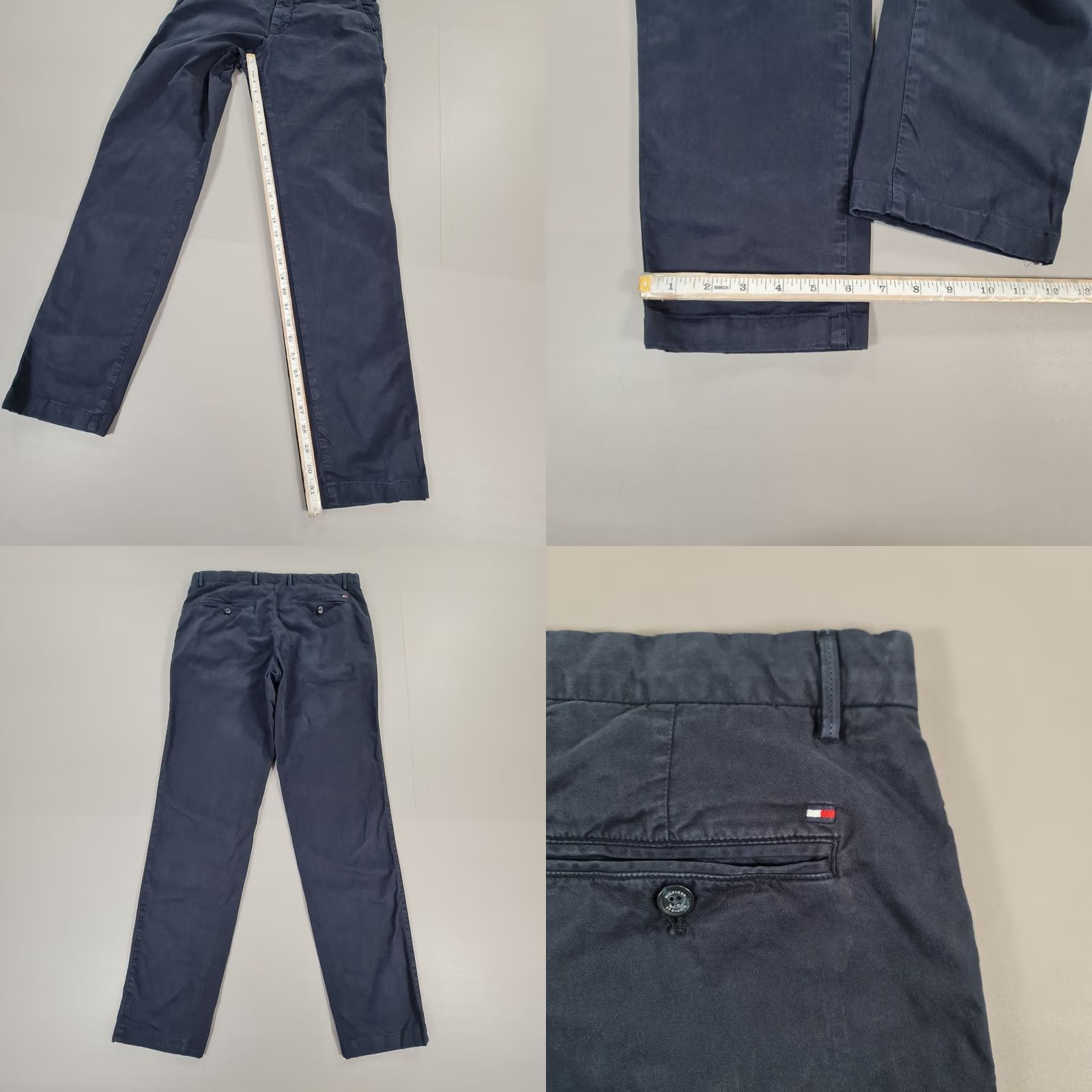 Tommy Hilfiger VINTAGE Tommy Hilfiger Mens Chino Trousers Navy Blue W33 L32 Hampton Slim Stretch Pants Size US 33 - 8 Thumbnail