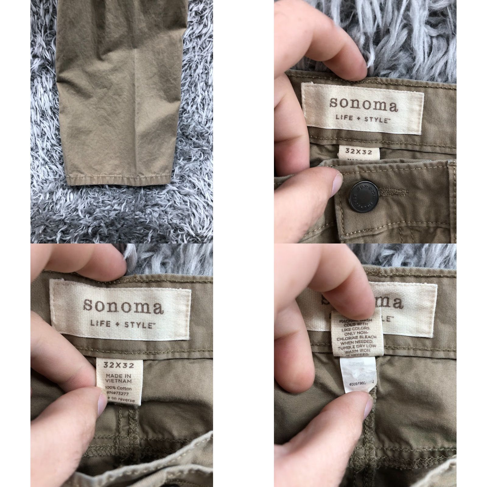 Vintage Sonoma Chino Pants 32x32 Beige Medium Wash Logo Flat Front 5-Pocket Classic Straight Men’s Pants Size US 32 / EU 48 - 8 Thumbnail