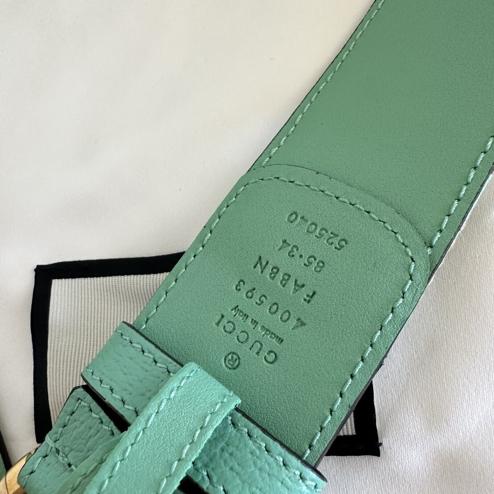 Gucci NEW Gucci GG Marmont Jumbo GG Belt Beige/Mint Size 85 inch 3 Size ONE SIZE - 5 Thumbnail