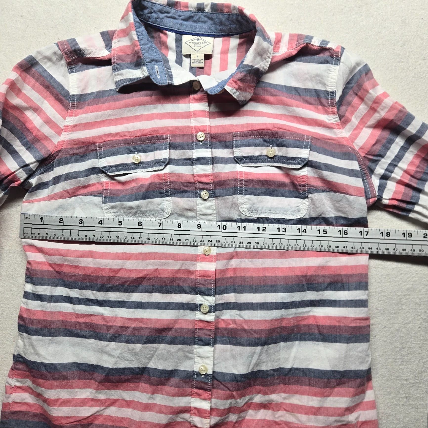 Vintage St. John's Bay Shirt Women's Small Stripe Button-Up Long Sleeve Beige White Cotton Shirt Adult Small Striped Casual Women Fashion 90s? Size S / US 4 / IT 40 - 4 Thumbnail