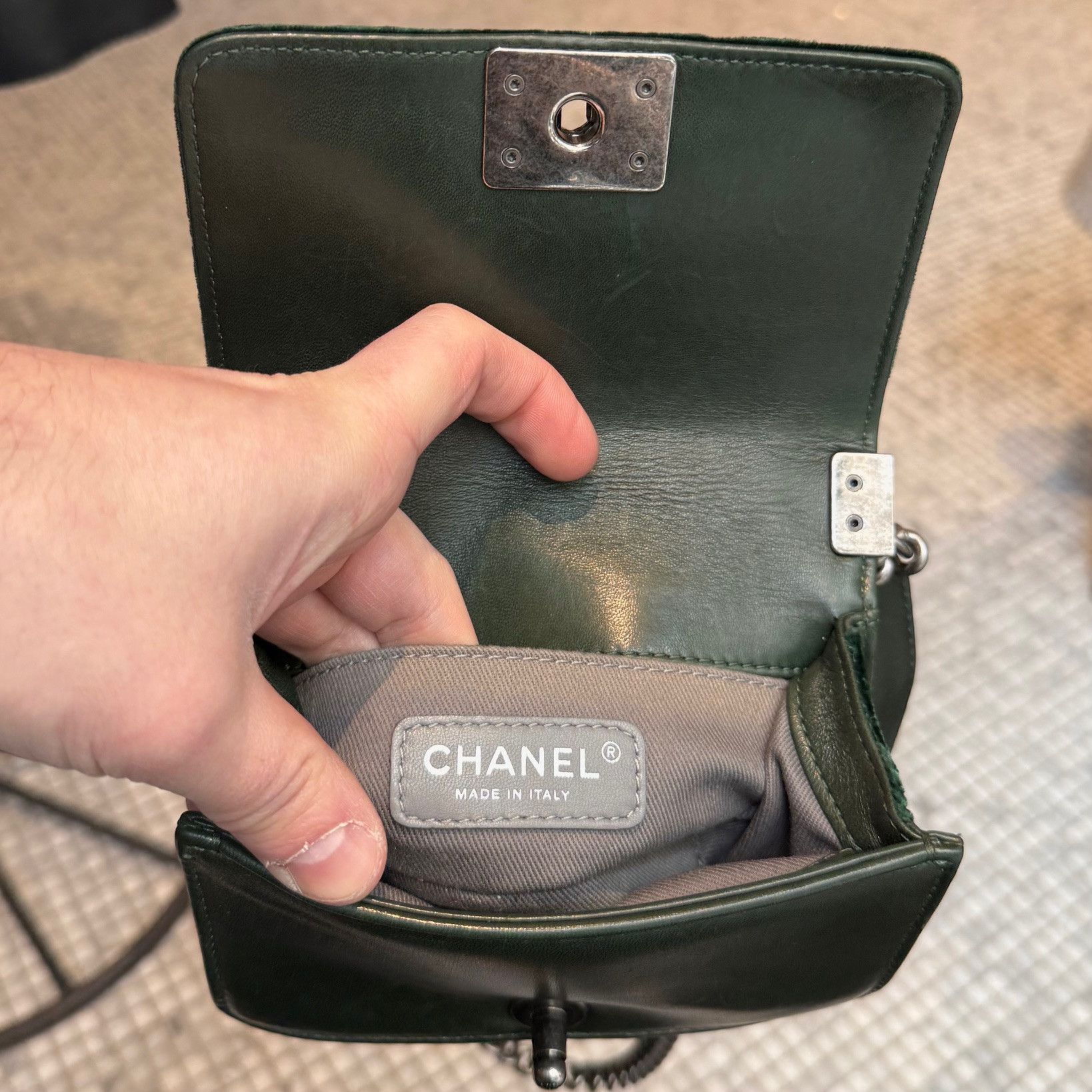 Chanel Chanel Forest Green Crushed Velvet Mini Boy Bag Size ONE SIZE - 10 Thumbnail