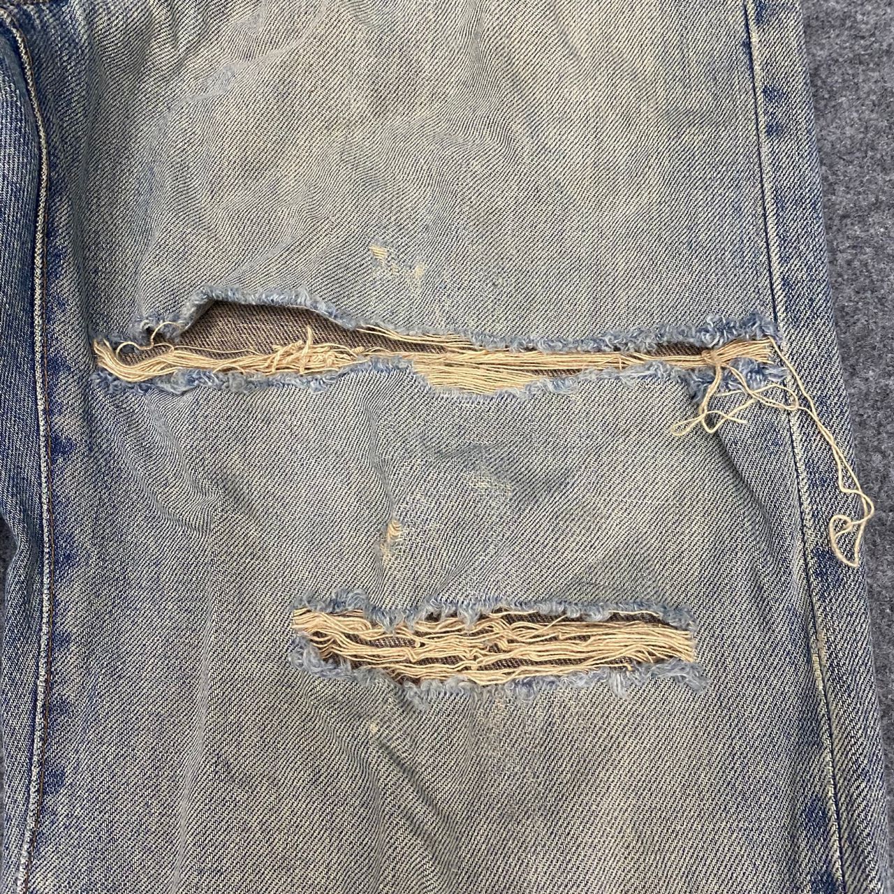 Vintage Vintage Wrangler Buckle Back Selvegde Distressed Denim Size US 31 - 14 Thumbnail