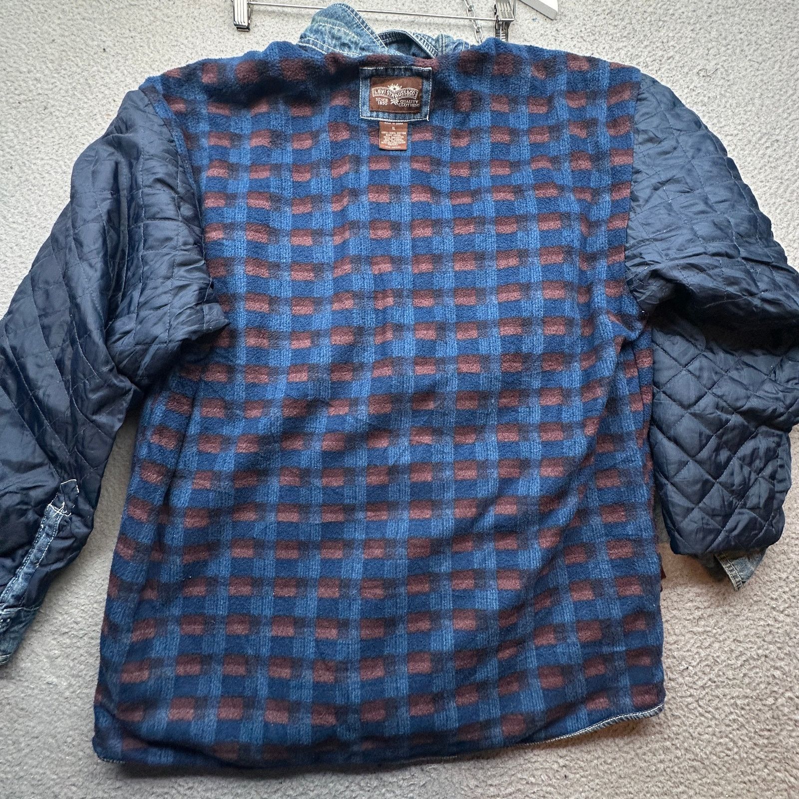 Levi's VTG Levi Strauss Denim Fleece Lined Plaid Button Up Shirt XL Size US XL / EU 56 / 4 - 10 Thumbnail