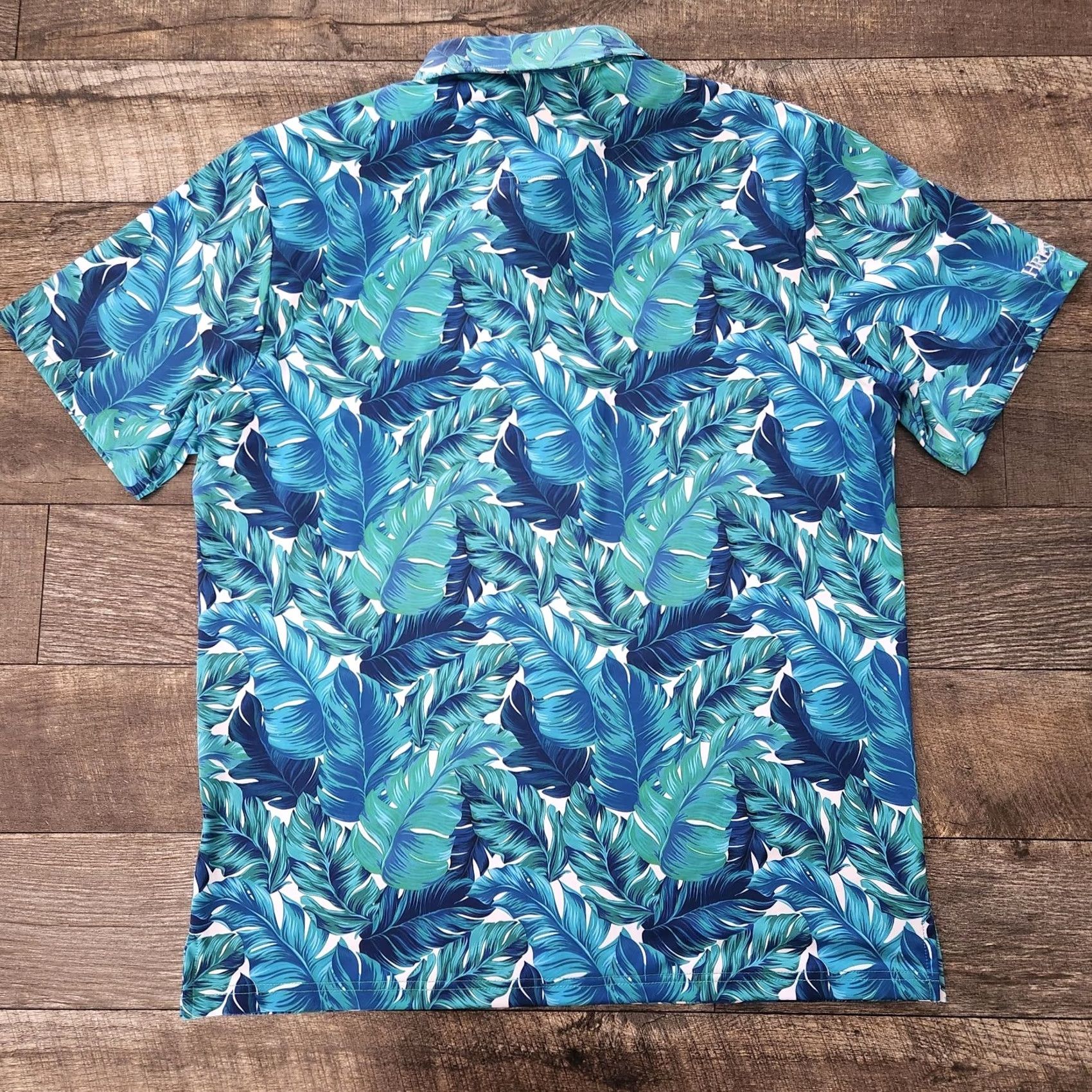 Vintage Hreski Polo Shirt Mens Large Blue Floral Palm AOP Golf Performance Size US L / EU 52-54 / 3 - 5 Thumbnail