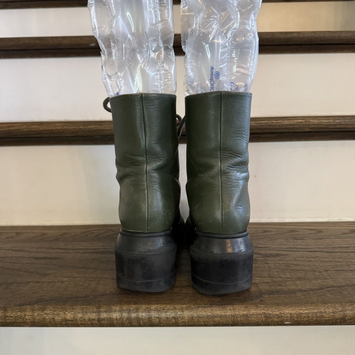 Stuart Weitzman Stuart Weitzman Olive Green Leather Platform Combat Boots Size US 6 / IT 36 - 4 Thumbnail
