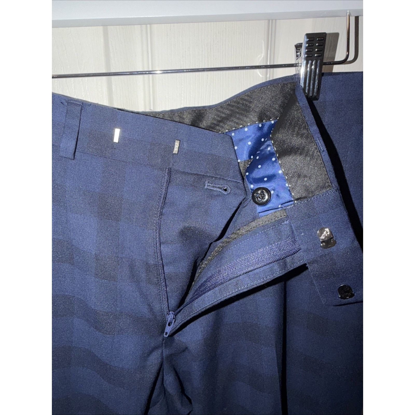 Jos. A. Bank Men's Premium Dress Pants 39x32 Blue Black Plaid Classic Fit Size US 39 - 9 Thumbnail