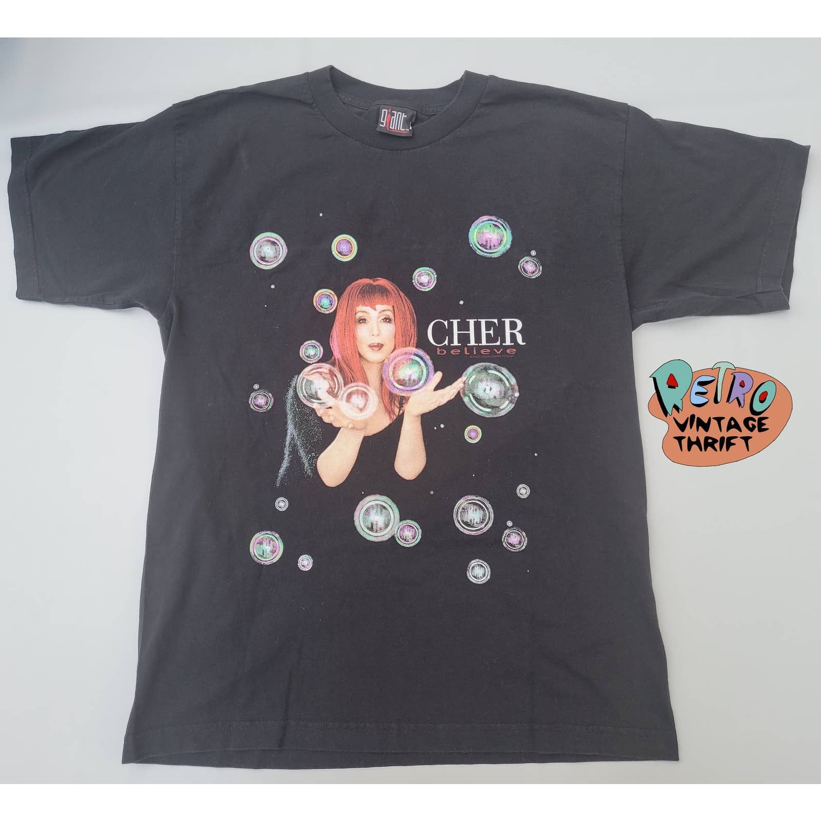 Giant × Vintage Y2K Cher Believe Millennium Tour Bubbles tee shirt LG Size US L / EU 52-54 / 3 - 1 Thumbnail