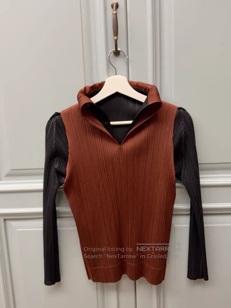 Issey Miyake Issey Miyake Double-layer color-block long-sleeve top Size L / US 10 / IT 46 - 4 Thumbnail