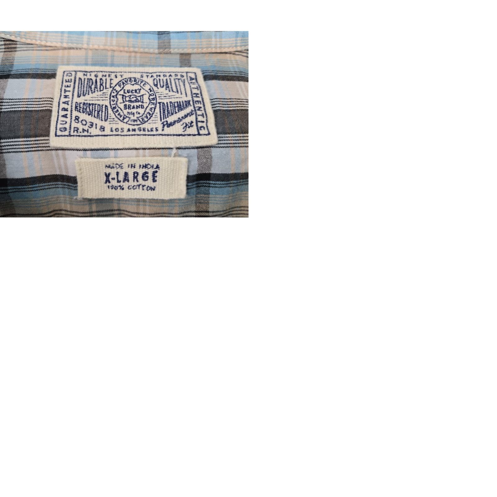 Lucky Brand Lucky Brand Shirt Mens XL Gray White Blue Plaid Button Up Casual Western Size US XL / EU 56 / 4 - 9 Thumbnail