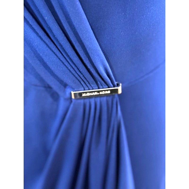 Michael Kors Michael Kors Amalfi Blue Cap Sleeve Faux Wrap Midi Dress Size M / US 6-8 / IT 42-44 - 7 Thumbnail