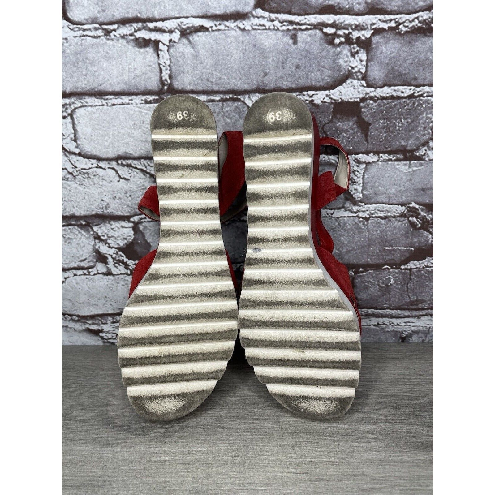 Other Bournazos Athens Red Suede Leather Ankle Strap Wedge Sandals Size US 8.5 / IT 38.5 - 12 Thumbnail