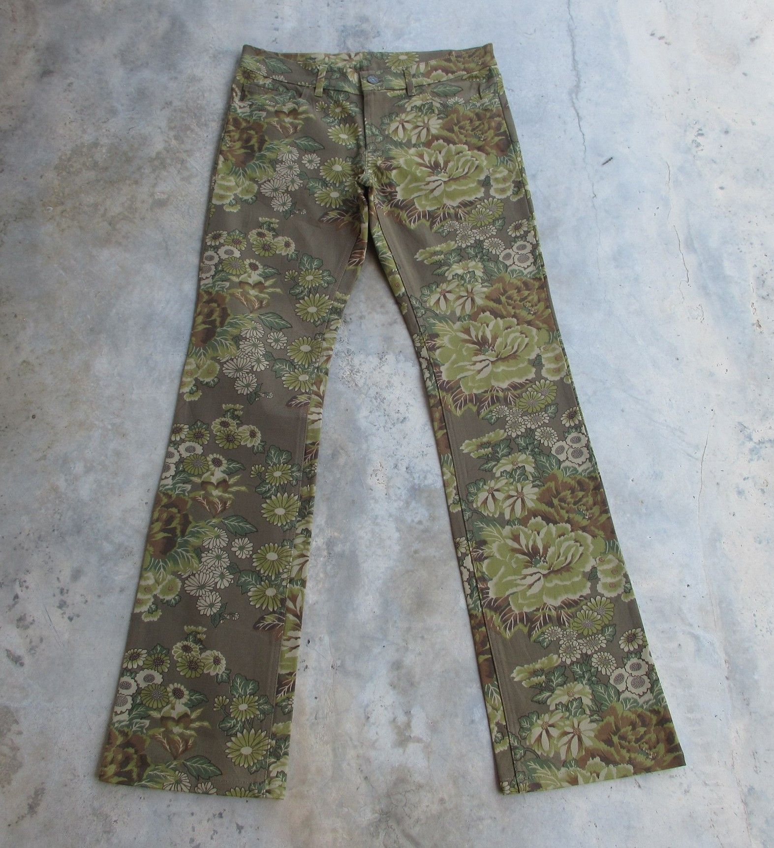 Japanese Brand FLARED JAPANESE CHEALSEA OLD FLORAL ABSTRACT LOWRISE SLIM Size US 28 / EU 44 - 3 Thumbnail