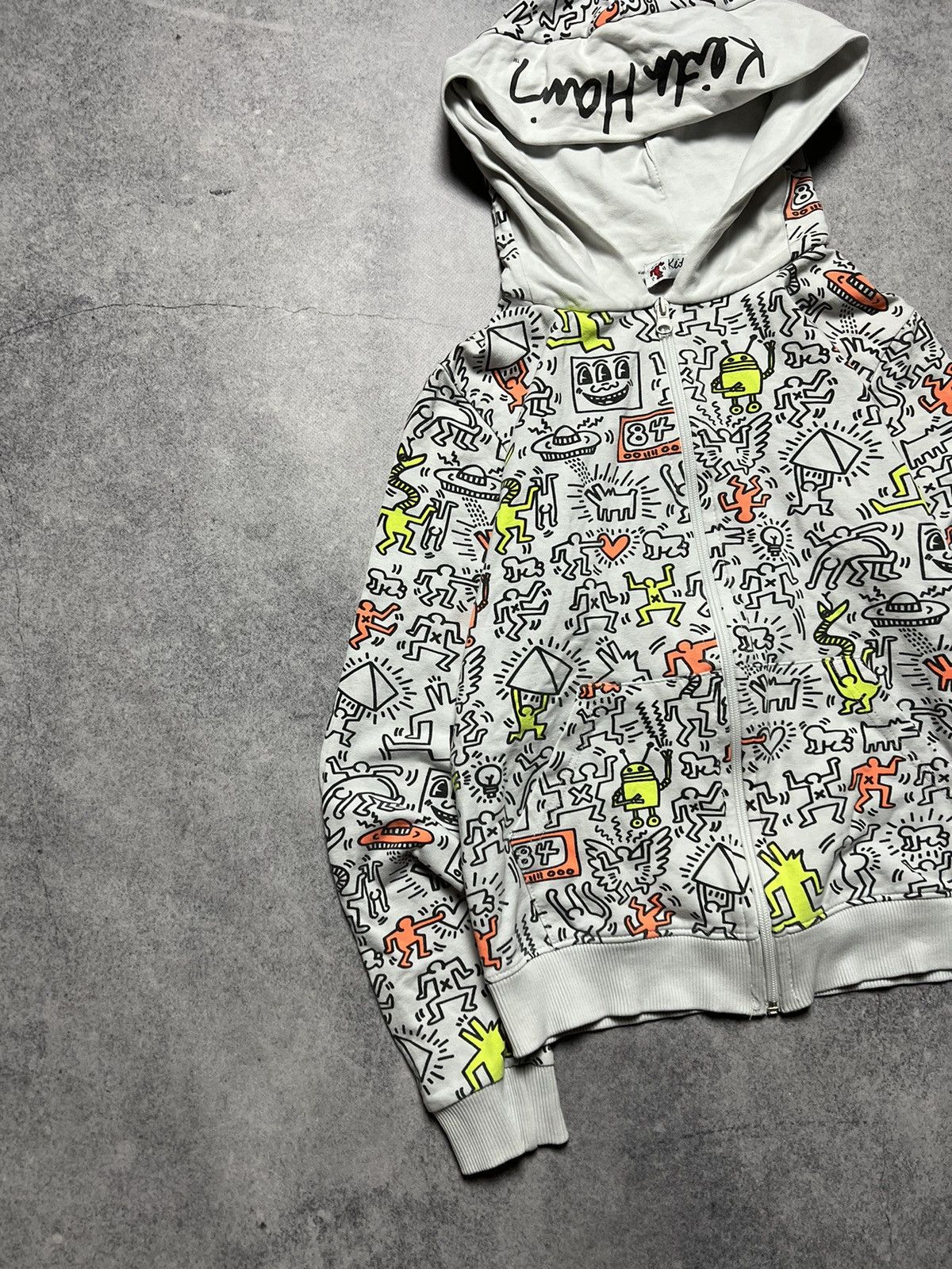Keith Haring Vintage Keith Haring Monogram Overprinted Full Zip Hoodie Size S / US 4 / IT 40 - 2 Thumbnail