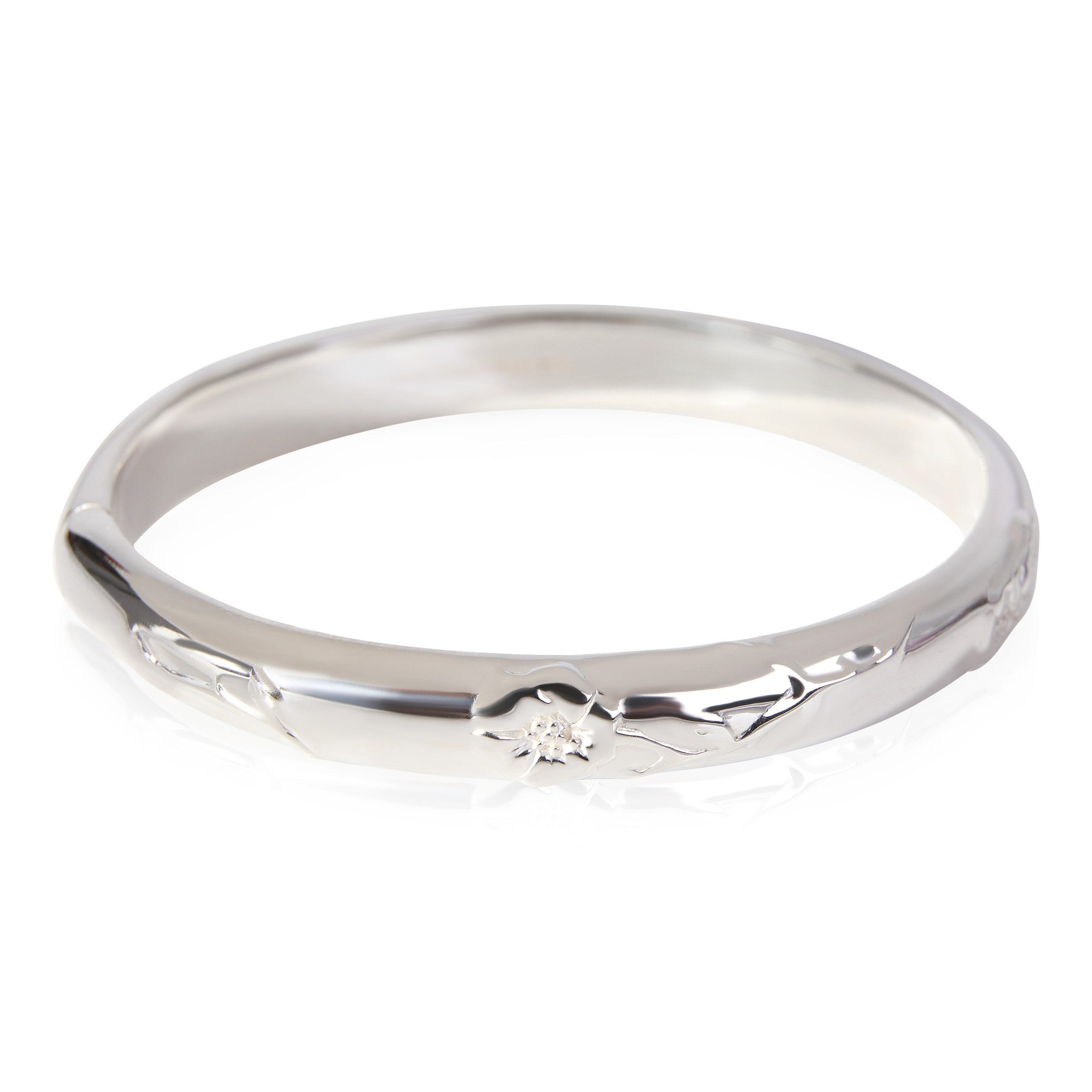 image of Tiffany Co Tiffany & Co. Vintage Rose Flower Bangle In Sterling Silver, Women's