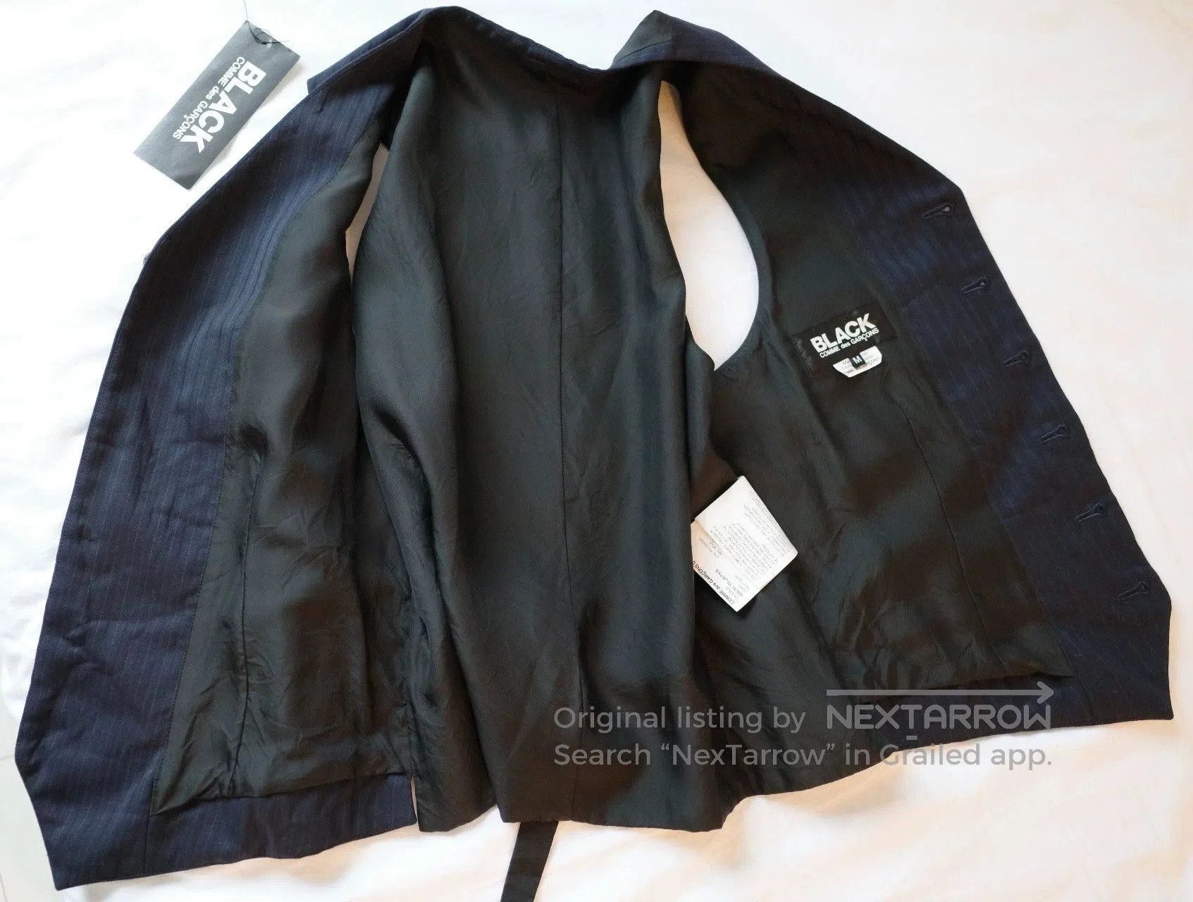 Comme des Garcons CDG Black Pinstripe Wool Vest. Size US M / EU 48-50 / 2 - 7 Thumbnail