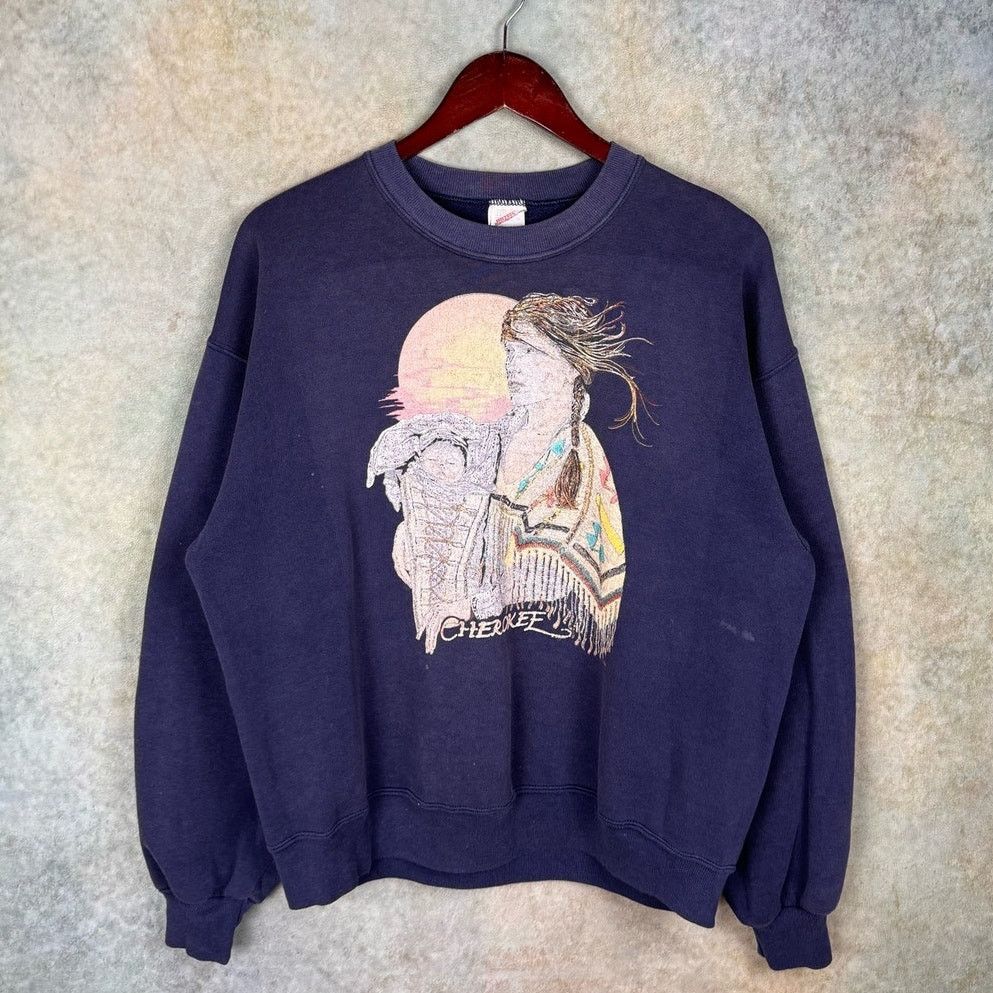 The Mountain × Vintage VTG 80s Native American Woman Graphic Sweatshirt M Cherokee Size US M / EU 48-50 / 2 - 1 Thumbnail
