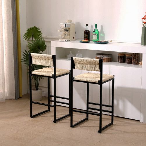 Designer × Homemade Creamy White Paper Rope Woven Bar Stools Set of 2 Hand Weave Size US L / EU 52-54 / 3 - 5 Thumbnail
