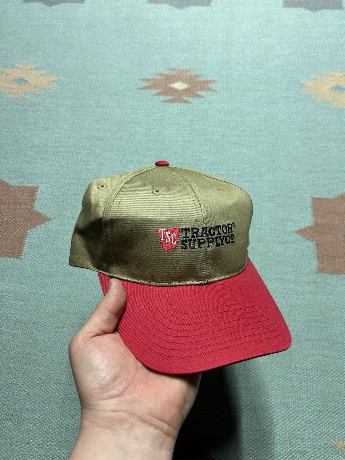 Vintage Tractor supply co snapback hat embroidered logo farm tan red Size ONE SIZE - 1 Thumbnail