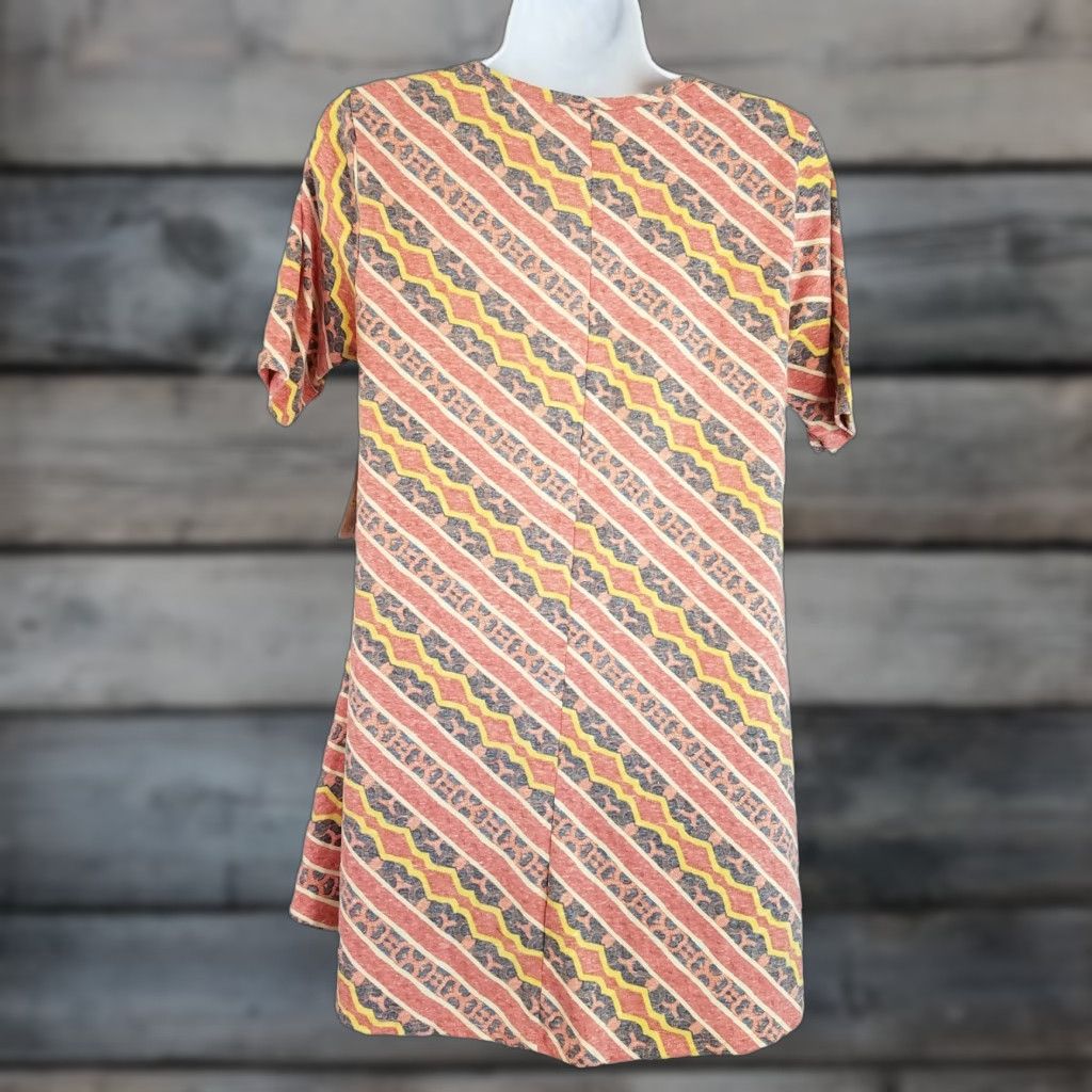 Vintage LuLaRoe Perfect T Shirt Womens Size S Small Red Yellow Striped Short Sleeve Cotton Blend Size 28" / US 6 / IT 42 - 1 Thumbnail